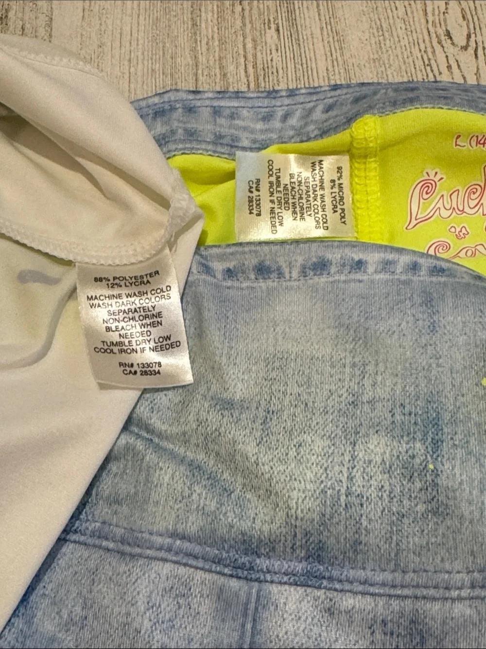 Kids Lucky in Love 2 pc. Smiley Neon Tie Back Vibrant Faux Denim Skort Set L 14